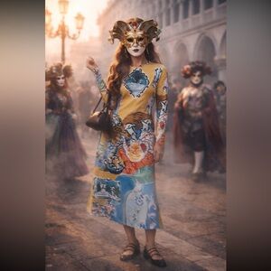 Anthropologie NWT De Loreta Kiara Long-Sleeve Midi Dress size M.